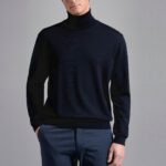 PAUL&SHARK MEN MERINO WOOL TURTLENECK WITH ICONIC BADGE BLUE