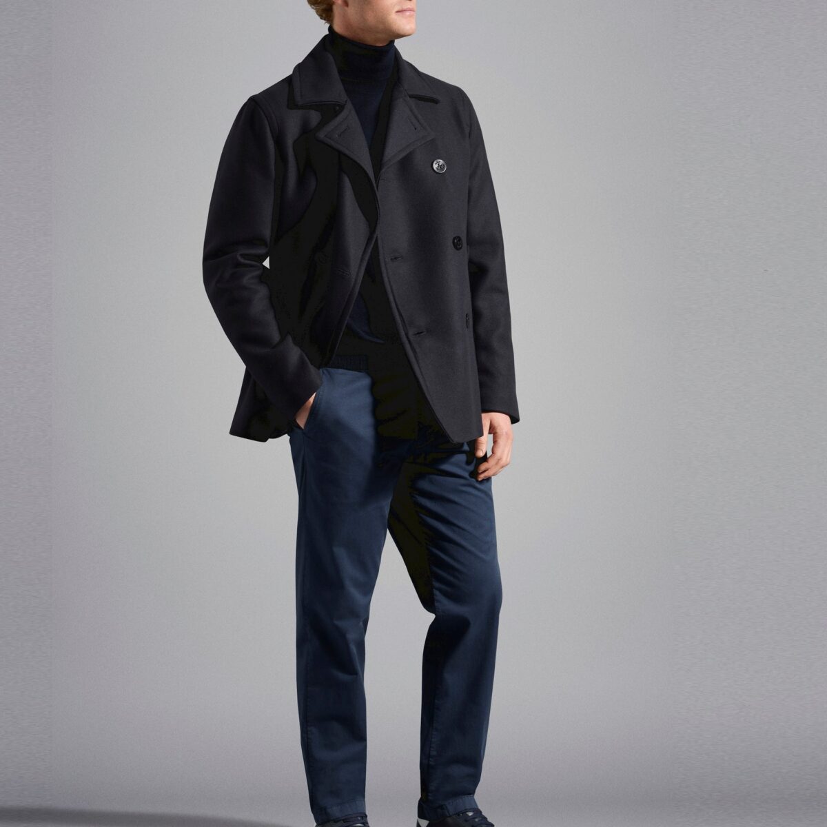 PAUL&SHARK MEN MERINO WOOL TURTLENECK WITH ICONIC BADGE BLUE - Image 4