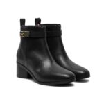 TOMMY HILFIGER WOMAN TH LOGO MID HEEL BOOTIE BLACK