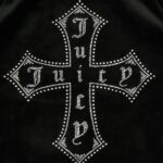 JUICY COUTURE BLACK CLASSIC VELOUR DIAMANTÉ CROSS CORSET TRACK TOP - Image 2