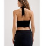 JUICY COUTURE BLACK CLASSIC VELOUR ZIP UP HALTER NECK TOP - Image 2