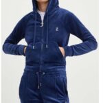 JUICY COUTURE MADISON HOODIE WITH JUICY LOGO BLUE DEPTHS