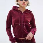 JUICY COUTURE MADISON HOODIE WITH JUICY LOGO RED DAHLIA