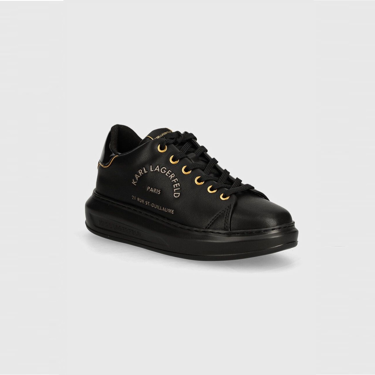 KL62539F-00G-1 KARL LAGERFELD WOMAN KAPRI METAL MAISON KARL LACE UP SNEAKERS BLACK/GOLD - Image 1