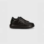 KARL LAGERFELD WOMAN KAPRI METAL MAISON KARL LACE UP SNEAKERS BLACK/GOLD - Image 2