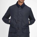 BARBOUR MEN'S WAXED MAC NAVY/GREENLOCH TARTAN - Image 6