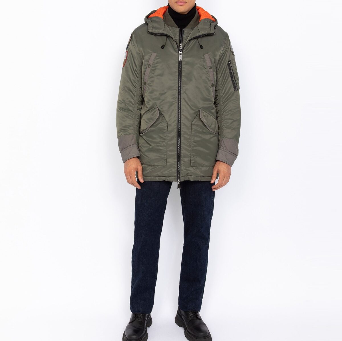 SCHOTT MEN N-3B HOODED PARKA SAGE KAKI - Image 5