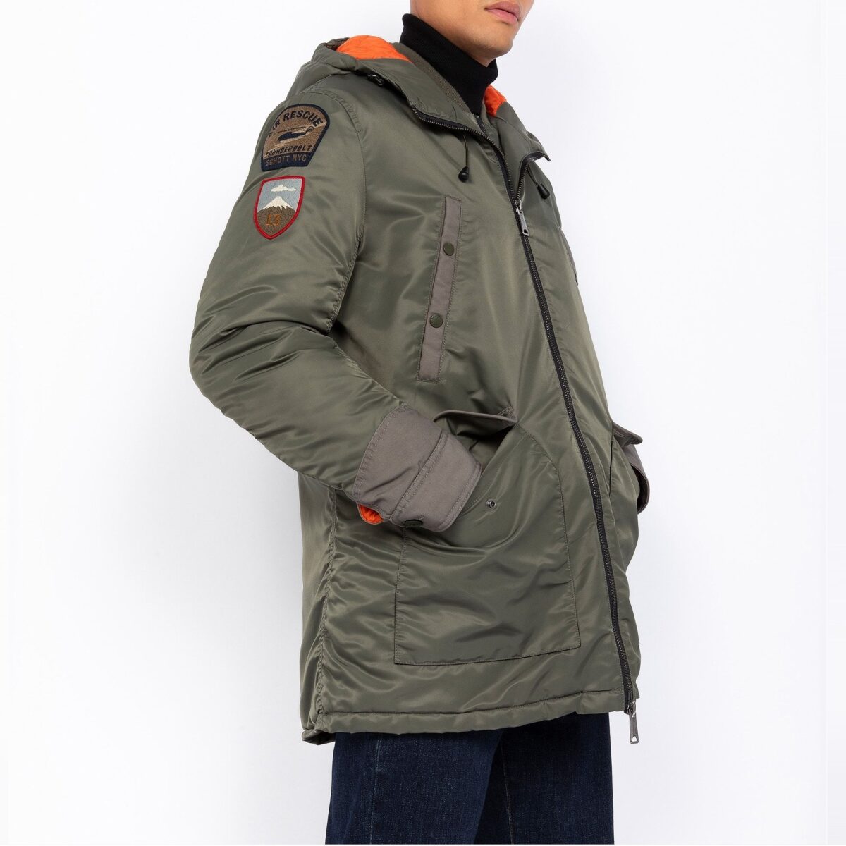 SCHOTT MEN N-3B HOODED PARKA SAGE KAKI - Image 3