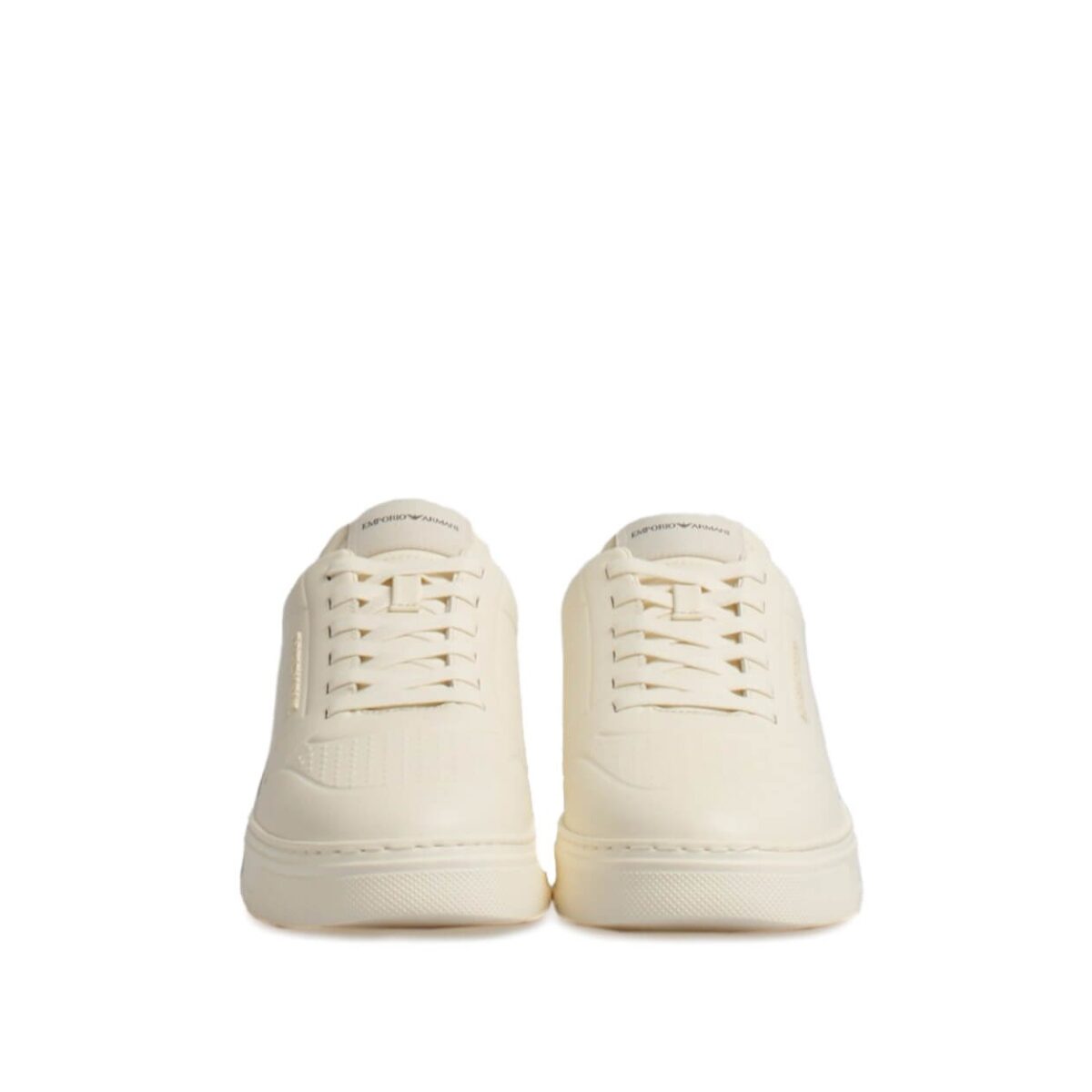 EMPORIO ARMANI EA7 EMBOSSED-LOGO SNEAKERS OFF WHITE - Image 3