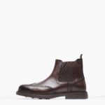 KALOGIROU MEN'S BROWN LEATHER BROGUE BOOTS - Image 6