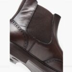KALOGIROU MEN'S BROWN LEATHER BROGUE BOOTS - Image 2
