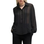 HUGO  LONG SLEEVE WOMEN'S SHIRT BLACK