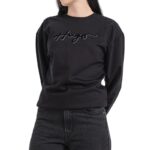 HUGO WOMEN'S SWEATSHIRT HUGO EASY CREW 5 BLACK - Image 2