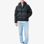 LACOSTE MEN'S SHORT WATER-REPELLENT HOODED PUFFED JACKET BLACK - Image 4