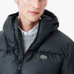 LACOSTE MEN'S SHORT WATER-REPELLENT HOODED PUFFED JACKET BLACK - Image 2