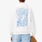 LACOSTE MEN'S LOOSE FIT PRINT HOODIE WHITE - Image 3