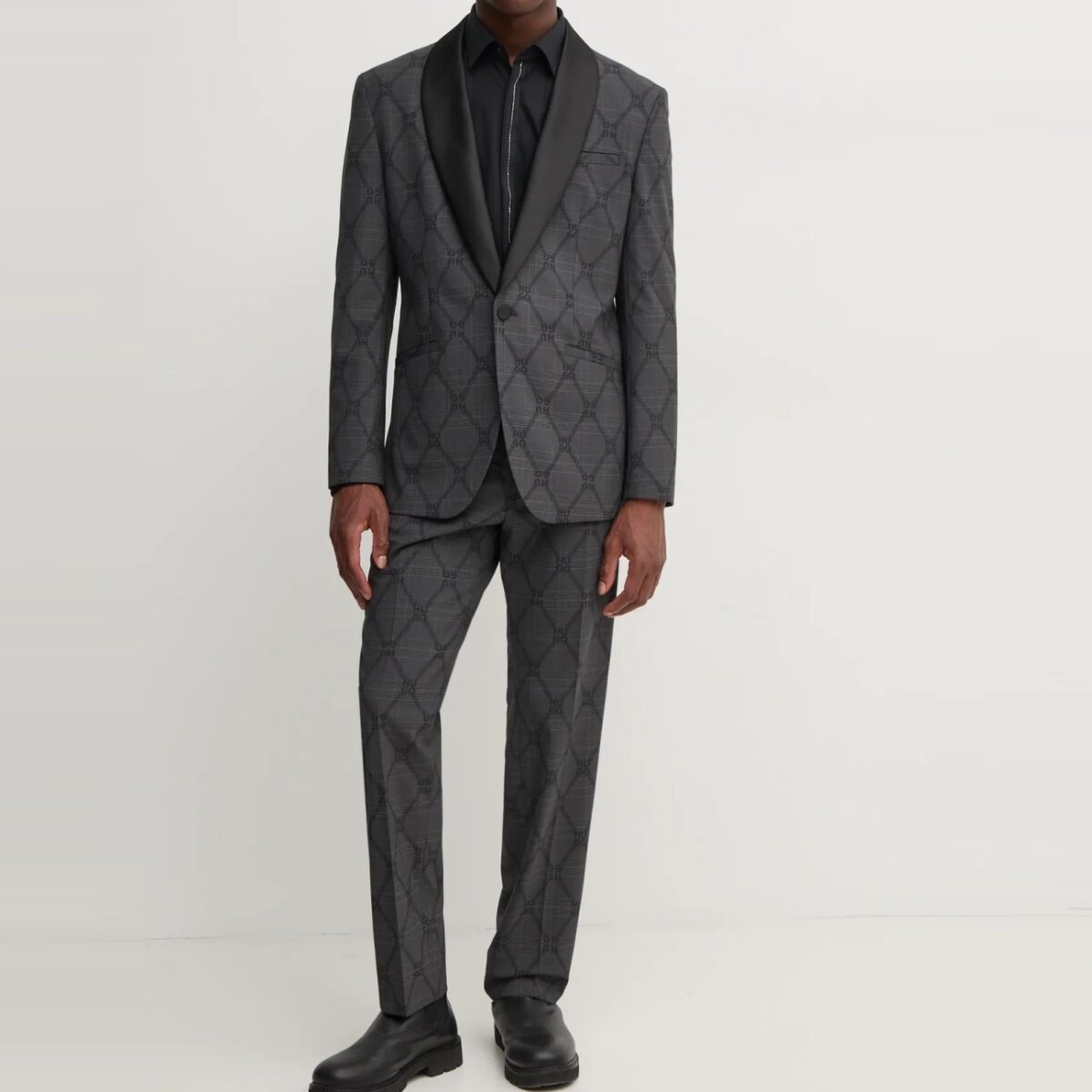 HUGO MEN SLIM-FIT SHIRT IN COTTON POPLIN WITH PLACKET TRIM BLACK - Image 5