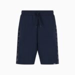EMPORIO ARMANI MEN LOGO SERIES COTTON BLEND BERMUDA SHORTS BLUE - Image 4
