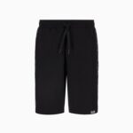 EMPORIO ARMANI MEN LOGO SERIES COTTON BLEND BERMUDA SHORTS BLACK - Image 4