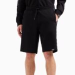 EMPORIO ARMANI MEN LOGO SERIES COTTON BLEND BERMUDA SHORTS BLACK