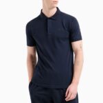 EMPORIO ARMANI MEN VISIBILITY STRETCH COTTON JERSEY POLO SHIRT BLUE