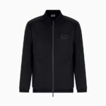 EMPORIO ARMANI EA7 GOLD LABEL SWEATSHIRT ZIPPED IN TECHNICAL TWILL BLACK - Image 4