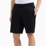 EMPORIO ARMANI MEN GOLD LABEL STRETCH TECHNICAL TWILL BERMUDA SHORTS BLACK