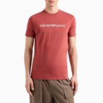 EMPORIO ARMANI MEN PIMA-JERSEY T-SHIRT WITH COWHIDE LOGO PRINT