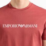 EMPORIO ARMANI MEN PIMA-JERSEY T-SHIRT WITH COWHIDE LOGO PRINT - Image 3