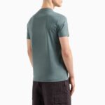 EMPORIO ARMANI PIMA JERSEY T-SHIRT WITH LOGO PRINT BALSAM GREEN - Image 2