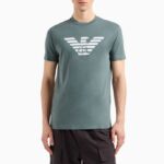 EMPORIO ARMANI PIMA JERSEY T-SHIRT WITH LOGO PRINT BALSAM GREEN