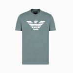 EMPORIO ARMANI PIMA JERSEY T-SHIRT WITH LOGO PRINT BALSAM GREEN - Image 3