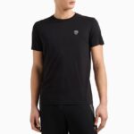 EMPORIO ARMANI MEN PREMIUM SHIELD STRETCH VISCOSE BLEND CREW NECK T-SHIRT BLACK