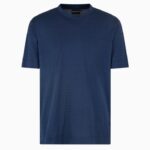 EMPORIO ARMANI JERSEY T-SHIRT WITH ALL-OVER JACQUARD LETTERING BLUE/BLACK - Image 4