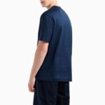EMPORIO ARMANI JERSEY T-SHIRT WITH ALL-OVER JACQUARD LETTERING BLUE/BLACK - Image 2
