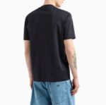 EMPORIO ARMANI JERSEY T-SHIRT WITH ALL-OVER JACQUARD LETTERING BLACK - Image 2