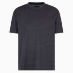 EMPORIO ARMANI JERSEY T-SHIRT WITH ALL-OVER JACQUARD LETTERING BLACK - Image 3