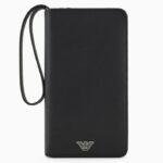 EMPORIO ARMANI MEN ASV REGENERATED SAFFIANO LEATHER ORGANISER WITH EAGLE PLATE BLACK BEAUTY