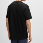 HUGO MEN COTTON JERSEY T-SHIRT WITH RACING LOGO LABEL BLACK - Image 3