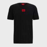 HUGO MEN COTTON JERSEY T-SHIRT WITH RACING LOGO LABEL BLACK - Image 4