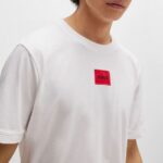 HUGO MEN COTTON JERSEY T-SHIRT WITH RACING LOGO LABEL WHITE - Image 2