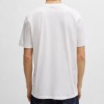HUGO MEN COTTON JERSEY T-SHIRT WITH RACING LOGO LABEL WHITE - Image 3