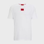 HUGO MEN COTTON JERSEY T-SHIRT WITH RACING LOGO LABEL WHITE - Image 4