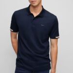 BOSS MAN PARLAY REGULAR FIT POLO SHIRT IN COTTON DARK BLUE