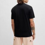HUGO MEN REGULAR FIT T-SHIRT IN COTTON JERSEY WITH LOGO PRINT BLACK/RED - Image 3