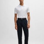 BOSS MAN PALLAS REGULAR FIT POLO SHIRT IN COTTON WHITE - Image 3