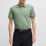 BOSS MAN PALLAS REGULAR FIT POLO SHIRT IN COTTON OPEN GREEN