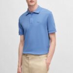 BOSS MAN PALLAS REGULAR FIT POLO SHIRT IN COTTON BRIGHT BLUE