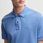 BOSS MAN PALLAS REGULAR FIT POLO SHIRT IN COTTON BRIGHT BLUE - Image 3