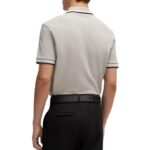 BOSS MAN PADDY POLO SHIRT IN COTTON PIQUE WITH LOGO UNDERCOLLAR PASTEL GREY - Image 2